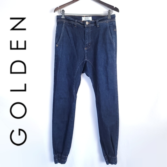 MEN'S Golden Denim Jeans Drop Crotch Stretch Denim Joggers 34 Style# GDJR5PKT - Picture 1 of 8
